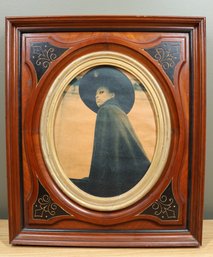 Anitique Framed Print Of Woman In Hat