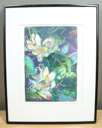 Vintage 2002 Framed Magnolias Waterbase Oil On Plexiglass Monoprint Signed