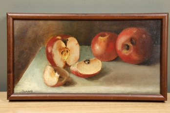 Still Life Apples Oil On Board Signed Barnes