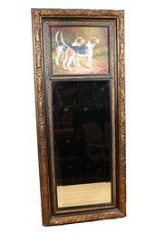 Painting Dog Hunting Scene Signed A. Wills Wall Mirror