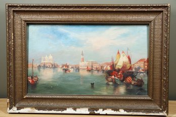 Antique Oil Painting 1890s Framed Venice Grand Canal