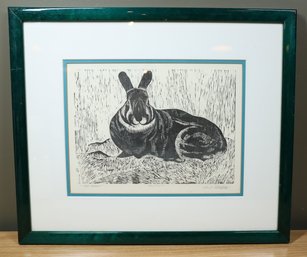 Vintage Artist's Proof II Woodcut Or Lithograph The Rabbit Signed John F Lochtifeld