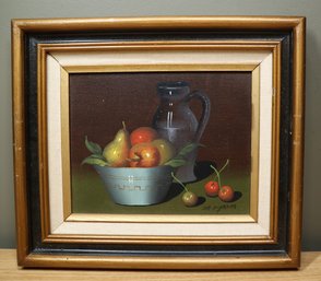 Vintage Framed Oil Painting On Canvas Fruit Still-life Signed De Mazia