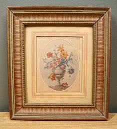 Vintage 1941 Framed Print Of Flowers In Vase Signed R. B.