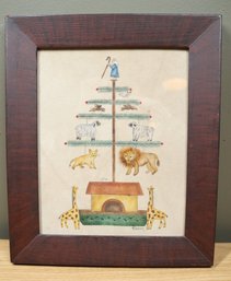 Vintage Framed Theorem Painting Noah's Ark Art Signed Dunham