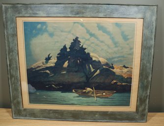 Vintage 1940s N C Wyeth Framed Print Lobstering Off Black Spruce Ledge Time And Tide