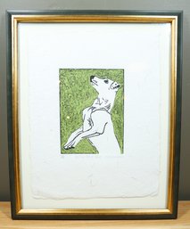 Framed Artist's Print Susan Roseman Print Begging For A Bone Dog