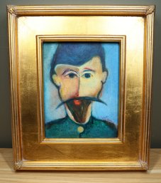 Edward M. Adams Signed 2008 Framed Painting On Board Of Man Signed