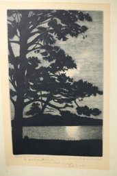 1950 Etching 'Moonlight Silhouette' Frederick L Owen