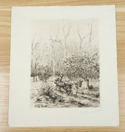 Jean-charles Millet 'the Faggot Gatherers' 1920 Etching Drypoint