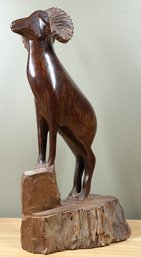 Vintage Ironwood Black Walnut Statue Mountain Goat Or Ram