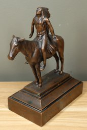 Jennings Bros Bronze Native Indian Chief And Horse