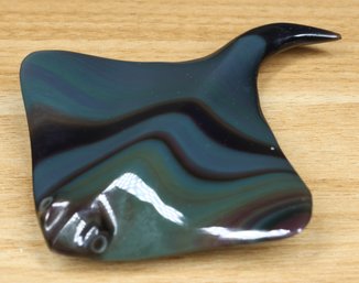 Hand-carved Rainbow Obsidian Stingray Figurine Polished