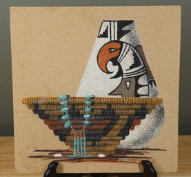 Navajo Sandpainting WAREAGLE Still-life Signed Painting War Eagle