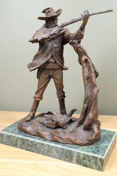 After CHARLES M. RUSSELL (1864-1926) 'Man In Rifle' Bronze Sculpture Frontiersman