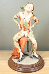 Vintage Giuseppe Armani Capodimonte Florence Italy Harlequin Jester Statue