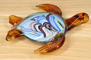 Vinci Art Glass Sea Turtle Blown Art Glass Figure Dynasty Gallery