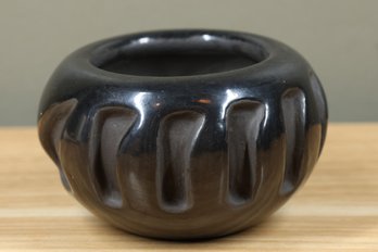 Yolanda Velarde Signed Black Pottery Vase Santa Clara