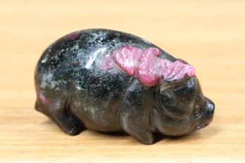 Ruby Gemstone Pig With Fly On Back