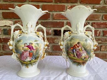 Pair Of 19th Century Hand Painted French Vases