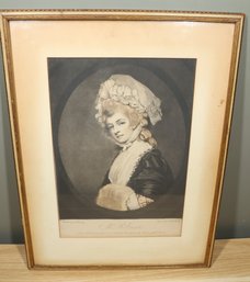 Antique Framed Engraving Of Mrs. Robinson G. Romney J.R. Smith Oxford Street London UK