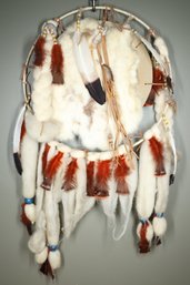 Large Native American Wool Dream Catcher Handmade Southwest Beads Feathers