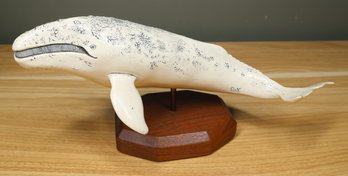 Cook Company Cultured Ivory Whale Figurine Signed  Cook Vintage