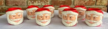 Vintage Set Of 8 Applause Santa Face Mugs