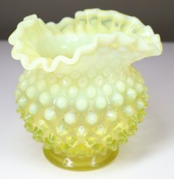 Fenton Yellow & Opalescent Hobnail Vase