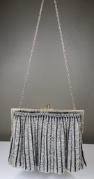 Silver-Plated Beaded Clutch Flapper Purse Vintage Fashion Art Deco Handbag Shoulder Bag