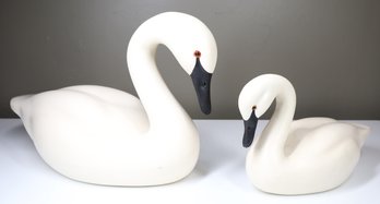 Pair Of Wooden Swan Decoys