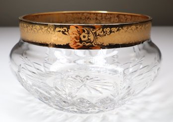 Lenox Round Glass Bowl Autumn Citation Lace Gold Pattern