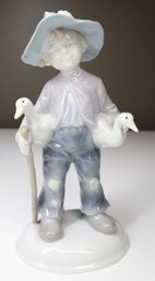 Metzler & Ortloff Boy With Geese Porcelain Figurine