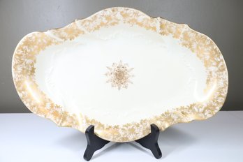 Antique Limoges Oval Dish Porcelain France ~9 Scalloped Edges