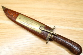 Brass/Wood Sheath Bowie Hunting Knife Sun Brand The Original Major Grey Chutney Edward Benneche Vintage India