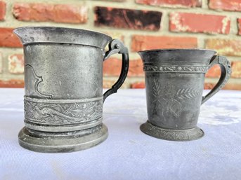 Triple Silver Plate Antique Mugs Two