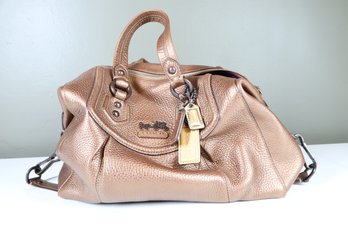 Classic Coach Purse Antiqued Gold Genuine Leather Vintage Style N0971-14316