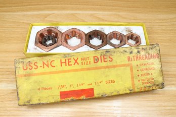 Hex Dies Set USS-NC Rethreading Nut-size Vintage In Box