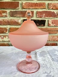 Vintage Westmoreland Blush Pink And Transparent Glass Candy Jar With Lid