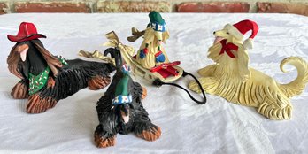 Four Afghan Hounds Ceramic Figurines