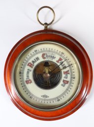 Vintage Atco German Weather Barometer -Brass And Wood