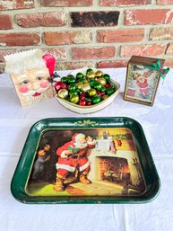 Lot Of Christmas Deco9r - Fitz And Floyd Bowl, Music Box & More