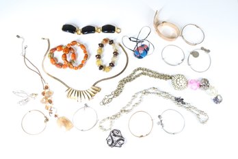 Lot Of Jewelry - Bangles - Stone Bracelets - Watch - Necklaces