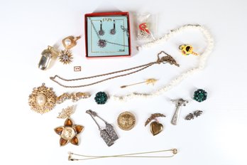 Lot Of Vintage Jewelry Pendants- Earrings - Brooches