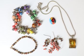 Lot OF Costume Jewelry - Necklace - Beaded Bracelets