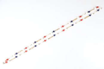 Red White And Blue Patriotic USA Beaded Vintage Necklace