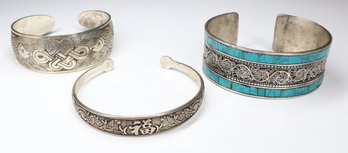 Lot Of (3) Vintage Cuff Bracelets Jewelry