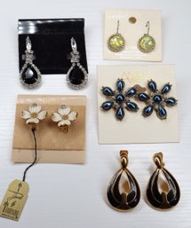 Lot Of (5) Pairs Costume Earrings Vintage Jewelry