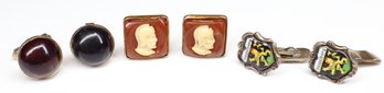 Lot Of (3) Pairs Costume Cufflinks Heidelberg Germany Jewelry  Vintage