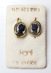 14KT Gold Wires Cameo Silhouette Earrings Korli By Elgee